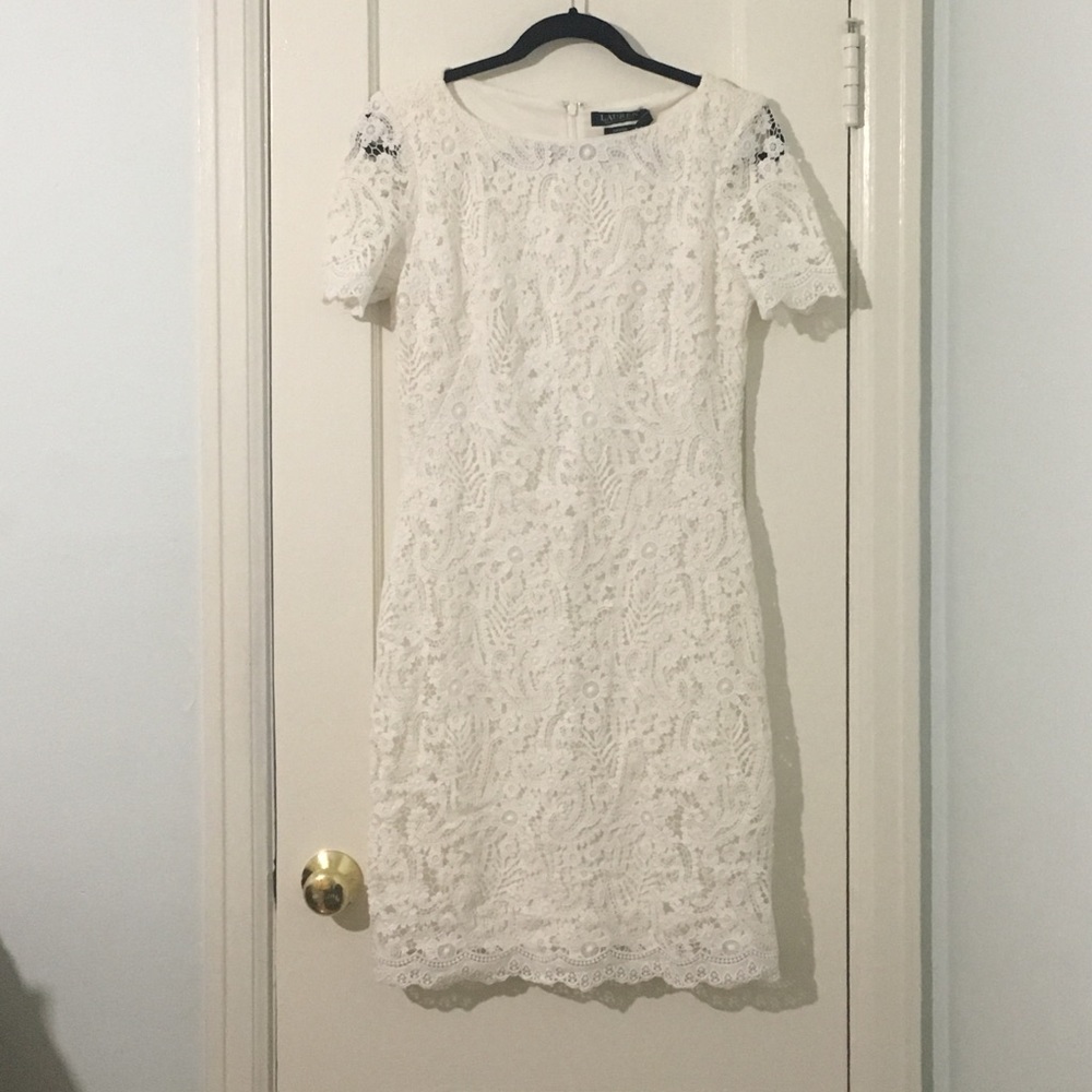 White Embroidered Lace Dress